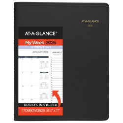 AT-A-GLANCE® Triple View 2026 Weekly Monthly Appointment Book, Black, Large, 8 1/4" x 11"