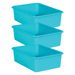 Teacher Created Resources Large Plastic Storage Bins, 5"H x 11-1/2"W x 16-1/4"D, Teal, Pack Of 3 Bins