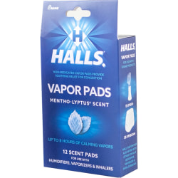 Crane Halls® Vapor Pads, Mentho-Lyptus Scent, 4-5/16"H x 3"W x 1-1/4"D, Pack Of 12 Pads