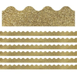 Carson Dellosa Education Scalloped Bulletin Board Borders, Sparkle + Shine Gold Glitter, 39' Per Pack, Set Of 6 Packs