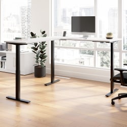 Bush Business Furniture Move 60 Series 72"W Height Adjustable L Shaped Standing Desk, White/Black Powder Coat, Standard Delivery