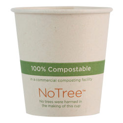World Centric NoTree Paper Hot Cups, 4 Oz, Natural, Pack Of 1,000 Cups