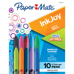 Paper Mate InkJoy Retractable Gel Pens, Medium Point, 0.7mm, Assorted, Pack Of 10 Pens