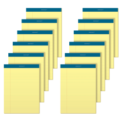 TOPS™ Docket™ Writing Pads, 8 1/2" x 11 3/4", Legal Ruled, 50 Sheets Per Pad, Canary, Pack Of 12 Pads