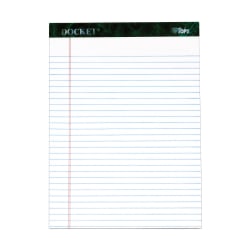 TOPS™ Docket™ Writing Pads, 8 1/2" x 11 3/4", Legal Ruled, 50 Sheets Per Pad, White, Pack Of 12 Pads