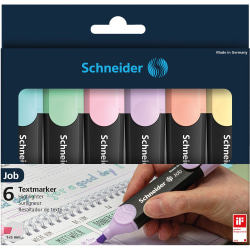 Schneider Job Pastel Highlighters, 1 mm Chisel, 5 mm Marker Point, Pastes, 6-PK