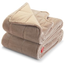 Sunbeam Extra Warm 15 Pound 54" x 73" Weighted Blanket with Arm Slits and Neck Cutout in Beige