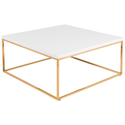 Eurostyle Teresa Square Coffee Table, 15-1/2"H x 35-1/2"W x 35-1/2"D, High Gloss Gold/White