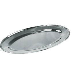 Winco Oval Stainless-Steel Platter, 14" x 8-3/4", Silver