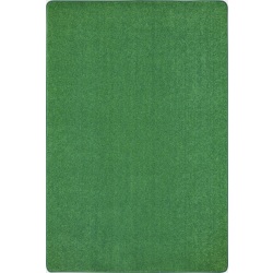 Joy Carpets Kid Essentials Solid Color Rectangle Area Rug, Just Kidding, 12' x 7-1/2', Grass Green