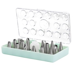 Martha Stewart 16-Piece Stainless Steel Assorted Cake Decorating Nozzles, Mint