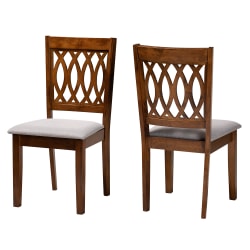 Baxton Studio Florencia Finished Wood Dining Accent Chairs, Gray/Walnut Brown, Set Of 2 Chairs