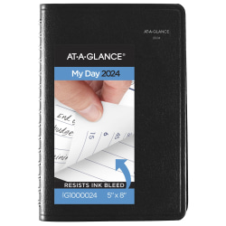 2024 AT-A-GLANCE® DayMinder Daily Appointment Book Planner, 5" x 8", Black, January To December 2024, G10000