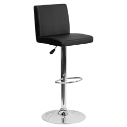 Flash Furniture Contemporary Vinyl Adjustable Height Barstool with Panel Back and Chrome Base, Black