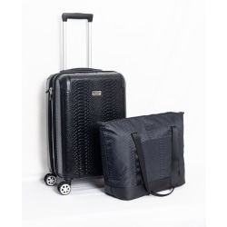 Geoffrey Beene Embossed Snakeskin 2-Piece Luggage Set, Black
