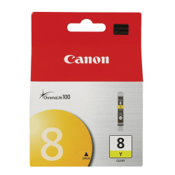 Canon® CLI-8Y ChromaLife 100 Yellow Ink Tank, 0623B002AA