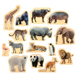 Tickit Wooden Wild Animal Blocks, Set Of 15