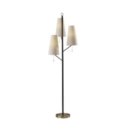 Adesso® Daniel 3-Light Floor Lamp, 71"H, Antique Brass/Cream
