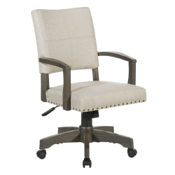 Office Star Santina Fabric High-Back Bankers Chair, Antique Gray/Ivory