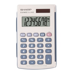 Sharp® EL-243SB 8-Digit Pocket Calculator, Gray/Blue