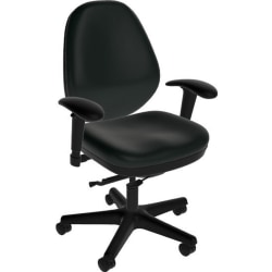 Sitmatic GoodFit Mid-Back Chair With Adjustable Arms, Black Polyurethane/Black