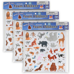 Ready 2 Learn Foam Stickers, Animals, Pack Of 168 Stickers, Set Of 3 Packs