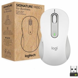 Logitech Signature M650 L for Business (Off-White) - Brown Box - Wireless - Bluetooth/Radio Frequency - Off White - USB - 4000 dpi - Scroll Wheel - Large Hand/Palm Size - Right-handed
