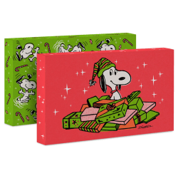 Hallmark Peanuts 4-Pack Medium Christmas Gift Boxes (Red and Green)