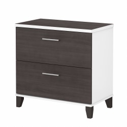 Bush Furniture Somerset 29-3/4"W x 16-3/4"D Lateral 2-Drawer File Cabinet, Storm Gray/White, Standard Delivery
