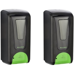 Alpine Industries 1200 mL Wall Mount Automatic Foam Hand Sanitizer Dispensers, Black, Pack Of 2 Dispensers