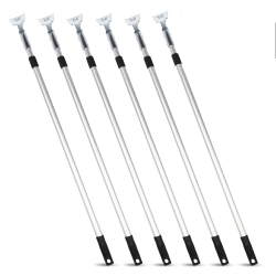 Gritt Commercial Aluminum Telescopic Dust Mop Handles, 72", Silver, Pack Of 6 Handles