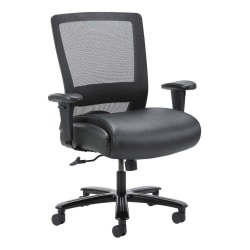 Boss Office Products Heavy-Duty Ergonomic LeatherPlus™ Bonded Leather/Mesh Mid-Back Chair, Black