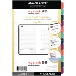 2025 AT-A-GLANCE® Harmony Weekly/Monthly Planner Refill, Desk Size, 5-1/2" x 8-1/2", January To December