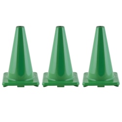 Champion Sports Hi-Visibility Flexible Vinyl Cones, 12" x 8", Green, Pack Of 3 Cones