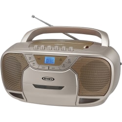 JENSEN CD-590-C Radio/CD Player/Cassette Recorder Boombox - 1 x Disc Integrated Stereo Speaker - Gold, Champagne Gold LCD - CD-DA, MP3 - Auxiliary Input