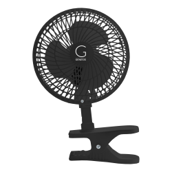 Genesis 6" Max Breeze Clip Fan With Attachable Tabletop Base, 10"H x 5"W x 5"D, Black