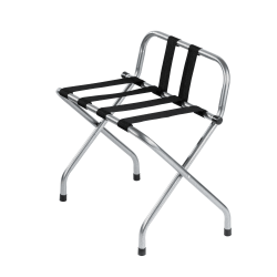 Hospitality 1 Source Metal Luggage Racks With Backrests, 26"H x 22"W x 17"D, Hammertone, Pack Of 4 Racks