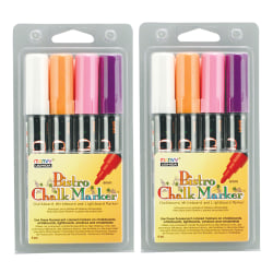 Marvy® Uchida Bistro Chalk Markers, Broad Point, 6mm, Black Barrels, Fluorescent Inks, Set Of 8 Markers