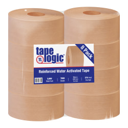 Tape Logic® Reinforced Water-Activated Packing Tape, #7000, 3" Core, 2.8" x 125 Yd., Kraft, Case Of 8