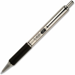 Zebra® Pen STEEL 4 Series F-402 Retractable Ballpoint Pen, Fine Point, 0.7 mm, Silver Barrel, Black Ink