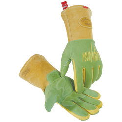 Caiman Revolution Deerskin Leather Welding Gloves, Large, Green/Gold
