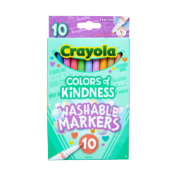 Crayola® Colors of Kindness Washable Markers, Fine Line, Assorted Colors, Pack Of 10 Markers