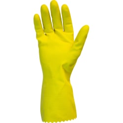 Safety Zone Yellow Flock Lined Latex Gloves - 18 mil Thickness x 12" Glove - Chemical Protection -  - GRFYXL1S