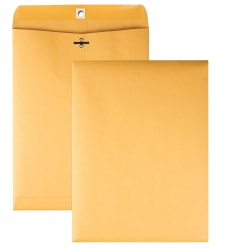 Quality Park Gummed Kraft Clasp Envelopes - Clasp - #90 - 9" Width x 12" Length - 28 lb - Gummed - Kraft - 100 / Box - Kraft