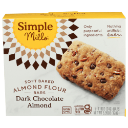 Simple Mills Soft Baked Bars, Dark Chocolate Almond, 1.19 Oz, Total Qty 6