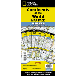National Geographic Continents Of the World Flags & Facts Map Pack Bundle, Folded: 4.25" x 9.25", Flat: 25.25" x 18.5"