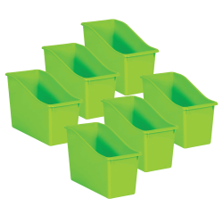 Teacher Created Resources Plastic Book Bins, 7-1/2"H x 11-3/8"W x 5-1/2"D, Lime, Pack Of 6 Bins