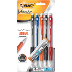 BIC® Velocity® Original Mechanical Pencils, 0.5 mm, Assorted Barrel Colors, Pack Of 5