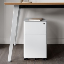 Branch Furniture Small 20"D Vertical 2-Drawer Mobile Filing Cabinet, White