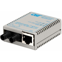 Omnitron miConverter/S 10/100 Ethernet Fiber Media Converter RJ45 ST Single-Mode 30km - 1 x 10/100BASE-T, 1 x 100BASE-LX, USB Powered, Lifetime Warranty